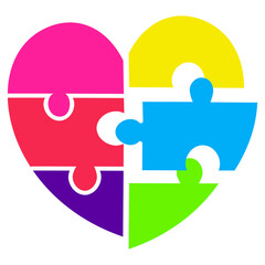 Colorful Puzzle Autism Kids Illustration
