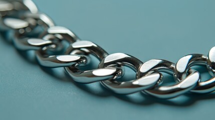 Elegant 925 sterling silver cuban chain link on a background surface showcasing a luxurious design and reflective quality. Product design inspiration for jewelry