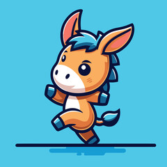 illustration of a standing and dancing donkey mascot