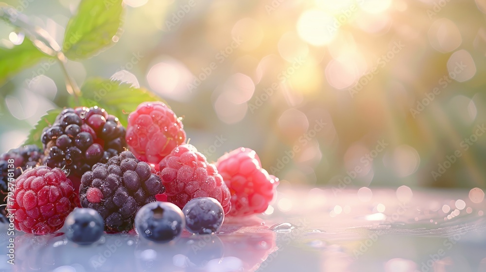 Sticker berries that are ripe placed on a table with a light background