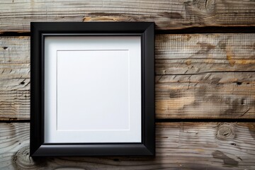 Thin Square Black Frame with White Mat for Isolated Artwork Display