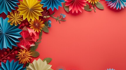 Obraz premium colored paper flowers wallpaper on background, spring summer background