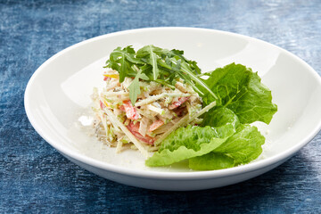 coleslaw salad on the white plate