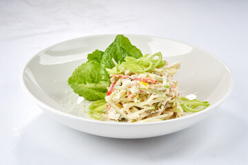 coleslaw salad on the white plate