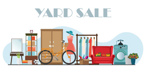 Yard sale or garage sale banner or flea market.