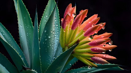 Agave amica and Polianthes tuberosa tropical flower.