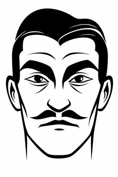 The drawing depicts a mans face in black and white, showcasing intricate details such as a raised eyebrow and a subtle smirk