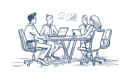 Happy business people sitting in a meeting in an office
