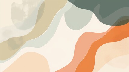minimalistic organic shapes background with muted color. organic curved geometric elements