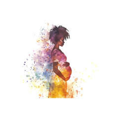Abstract Watercolor of Pregnant Woman in Yellow. Vector illustration design.