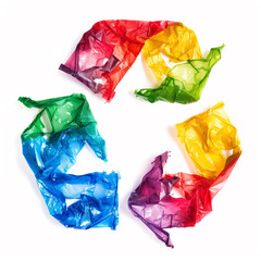 Vibrant Recycle Logo : Upcycled Plastic Bag Art (generative AI)