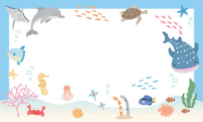 海の中のイラストフレーム　