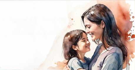 Mother's Day concept, Smiling women with long and short dark hair hugging