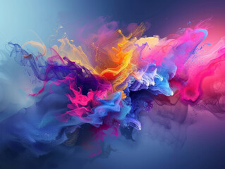 A colorful explosion of paint is splattered across the sky
