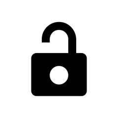 Open padlock style vector icon isolated on blank background. Editable and color-changing.