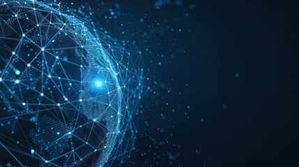 world connecting network on blue background