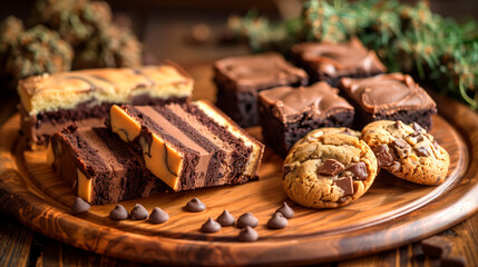 A plate with different types of cannabis cakes and cookies