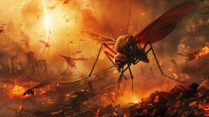 Invasion of the Deadly Aedes and Malaria Mosquitoes Infest the Land - obrazy, fototapety, plakaty