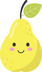 Pear cartoon smiling fruit vector illustration