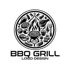 BBQ Grill Vector Logo Design