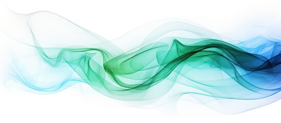 Blue and green abstract waves on white - obrazy, fototapety, plakaty