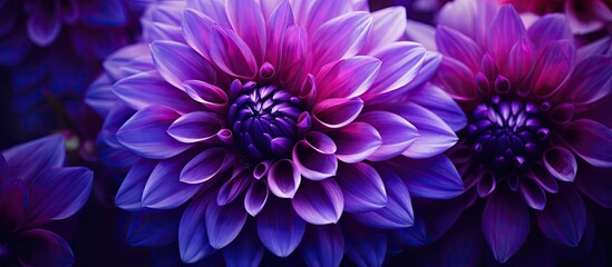 Purple petal flowers in close-up
