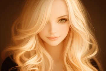 a blond woman with a bright and luxurious beauty. digital art style, illustration painting, anime aesthetic. generative AI
