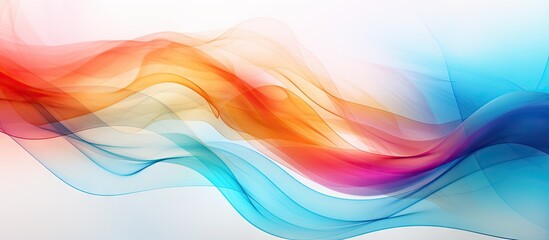 Colorful curved lines create abstract backdrop