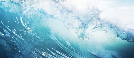 Ocean waves crashing under clear sky - obrazy, fototapety, plakaty