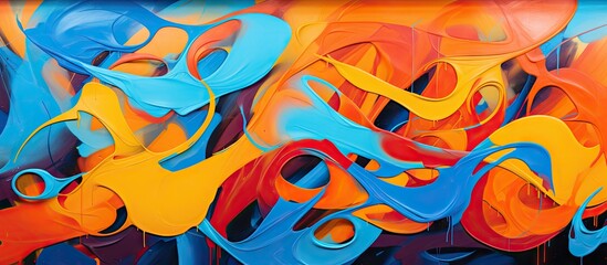 Group of people in colorful abstract art