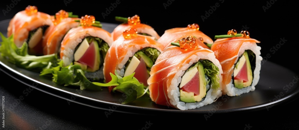 Canvas Prints Sushi rolls featuring salmon and avocado