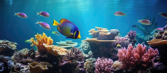 Fototapeta na wymiar Fish swimming in a vast tank