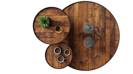View of Coffee Table Set on the transparent background, PNG Format