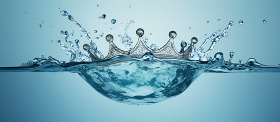 Water splashes form a crown on surface