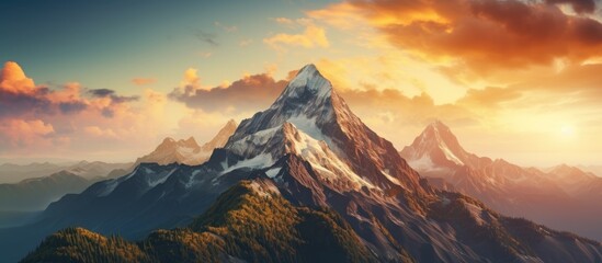 Mountain Sunset View - obrazy, fototapety, plakaty