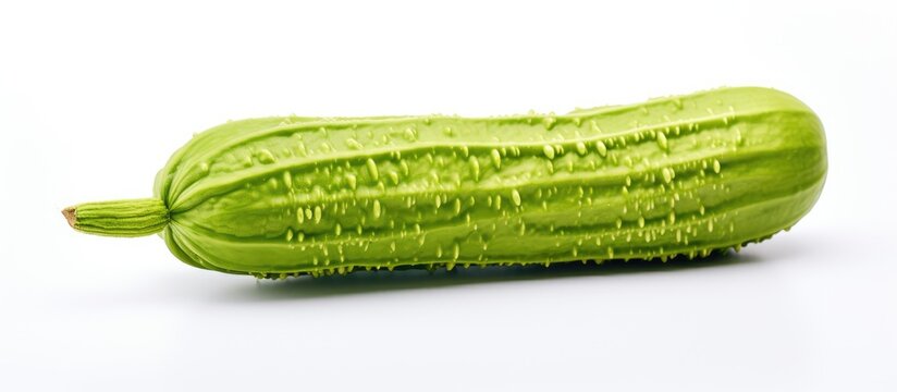 Green cucumber with a lengthy stalk