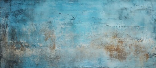 Abstract blue and brown painting with white border