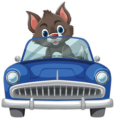 Cartoon chipmunk enjoying a car ride