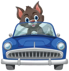 Badkamer foto achterwand Kinderen Cartoon chipmunk enjoying a car ride