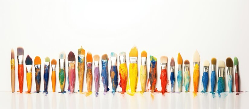 Row of Colorful Paint Brushes