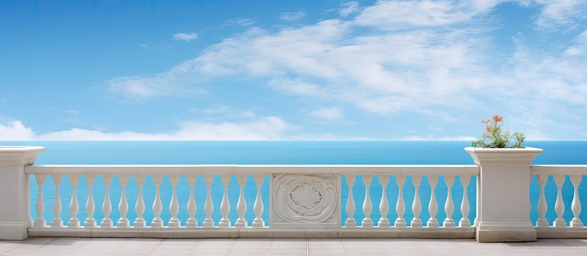 Balcony overlooking ocean and sky - Powered by Adobe