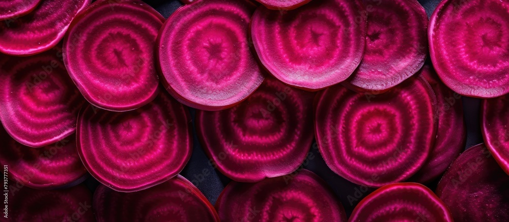 Sticker Sliced beets on black backdrop