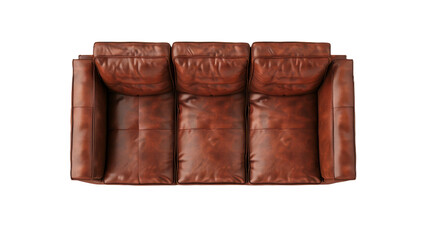 Brown Leather Sofa on the transparent background, PNG Format