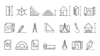 tool line icon architect vector design illustration template in trendy style and editable stroke  © Adi