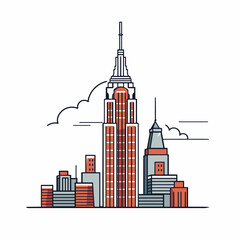 Empire State Building. Empire State Building hand-drawn comic illustration. Vector doodle style cartoon illustration