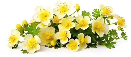 Yellow flowers bouquet white background