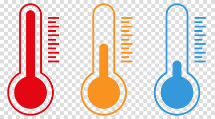 Temperature color icon set. Weather symbol isolated on transparent background