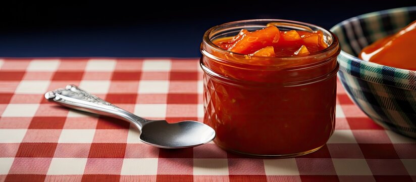 Jar of pasta sauce beside fresh tomatoes