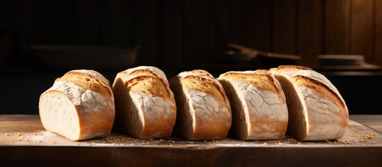 Bread on wooden surface