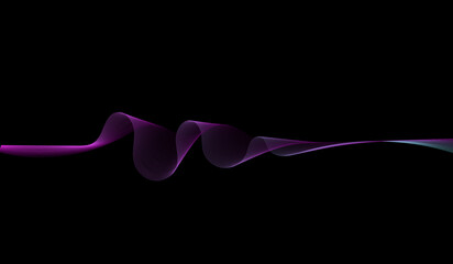 Abstract pink and purple wavy lines flowing on black background